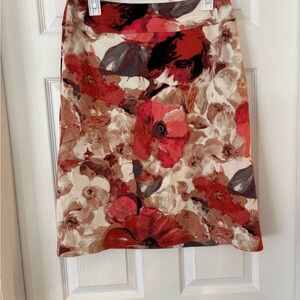 East 5th Red and Brown Floral Pencil Skirt work business casual